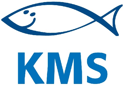 Logo met vis en initialen KMS.