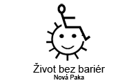 Logo en naam van de Tsjechische organisatie Život bez bariér (Leven zonder barrières), gevestigd in Nová Paka.