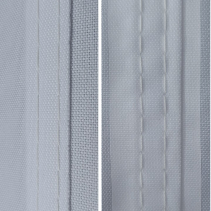 Detail van de wand van de tent: Een gedetailleerde blik op de structuur van de stof van deze partytent, die het hoge grammage van het materiaal en de bestendigheid tegen ongunstige weersomstandigheden