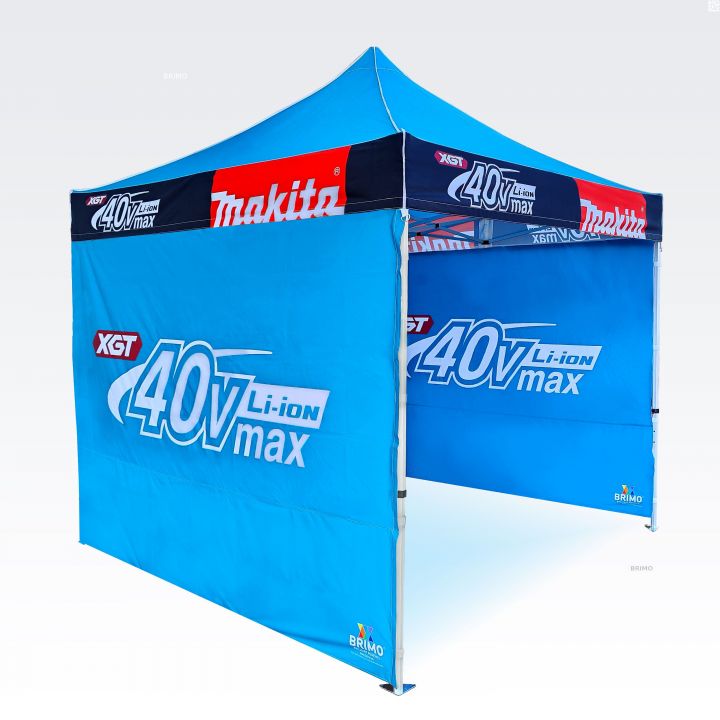 Blauwe reclametent Makita met volledige sublimatiedruk