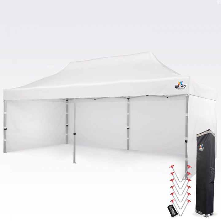 Witte tent: Universele witte opvouwbare tent met zijwanden, een pure klassieker perfect voor zorgverleners, catering, bruiloften of verkoop.