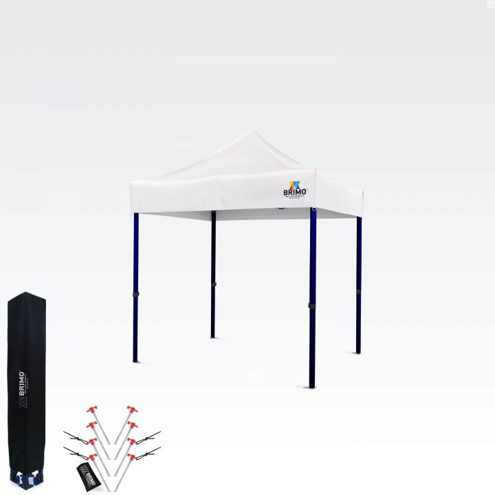 Witte partytent 2x2m Brimo met stalen constructie, ideaal voor catering en tuin.